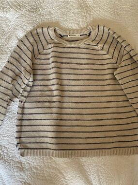 Marine Layer Cream Sweater with Black Stripes